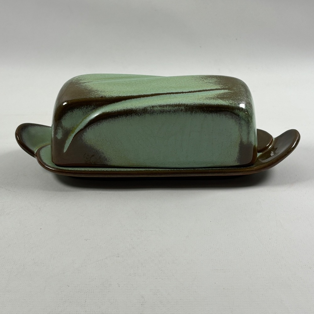 Frankoma Pottery 4K Plainsman Prairie Green Covered Butter Dish w/Lid Pottery